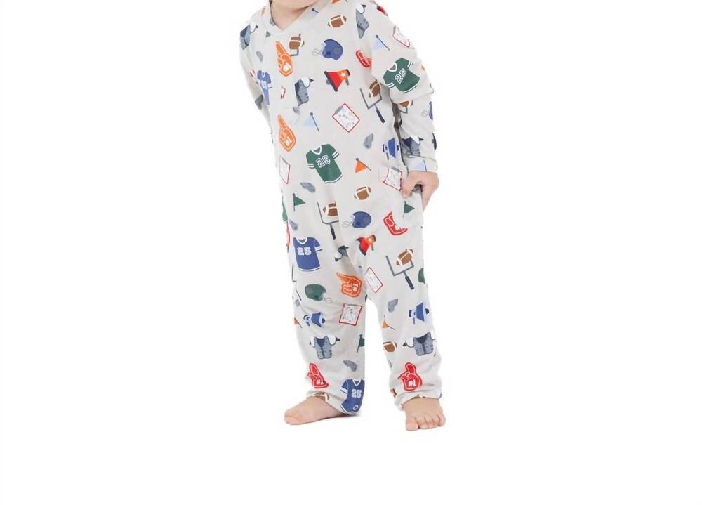 NEW ANGEL DEAR boys game day romper in gray/navy